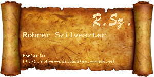 Rohrer Szilveszter névjegykártya